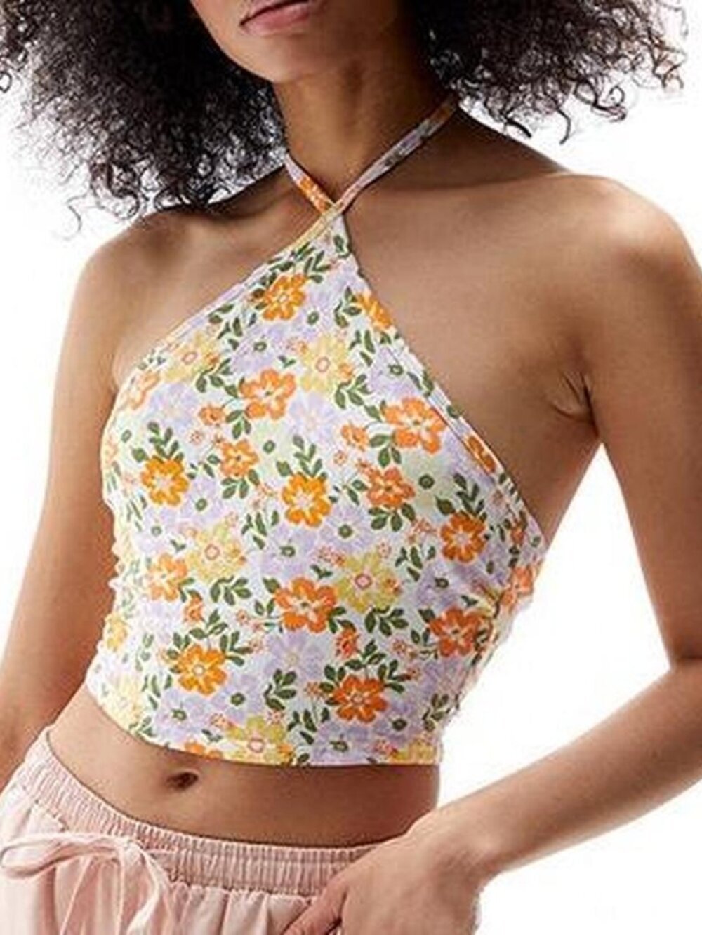 Pacsun multicoloured floral halter crop top